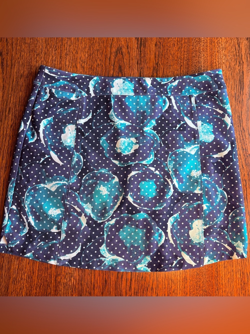 Adidas Floral Polka Dot Athletic Tennis Golf Skort Blue Green - Size medium
